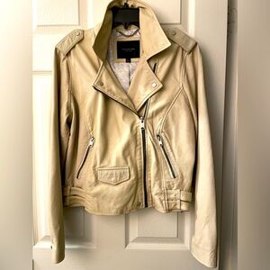 Sz L- Marc New York Genuine Buttery Soft Leather Jacket Creamy Beige